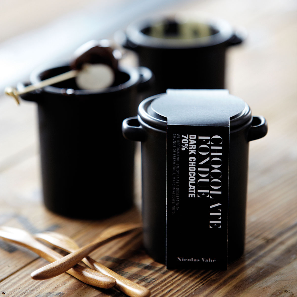 chocolate fondue miljøbilde Fondue - Mørk sjokolade 73%