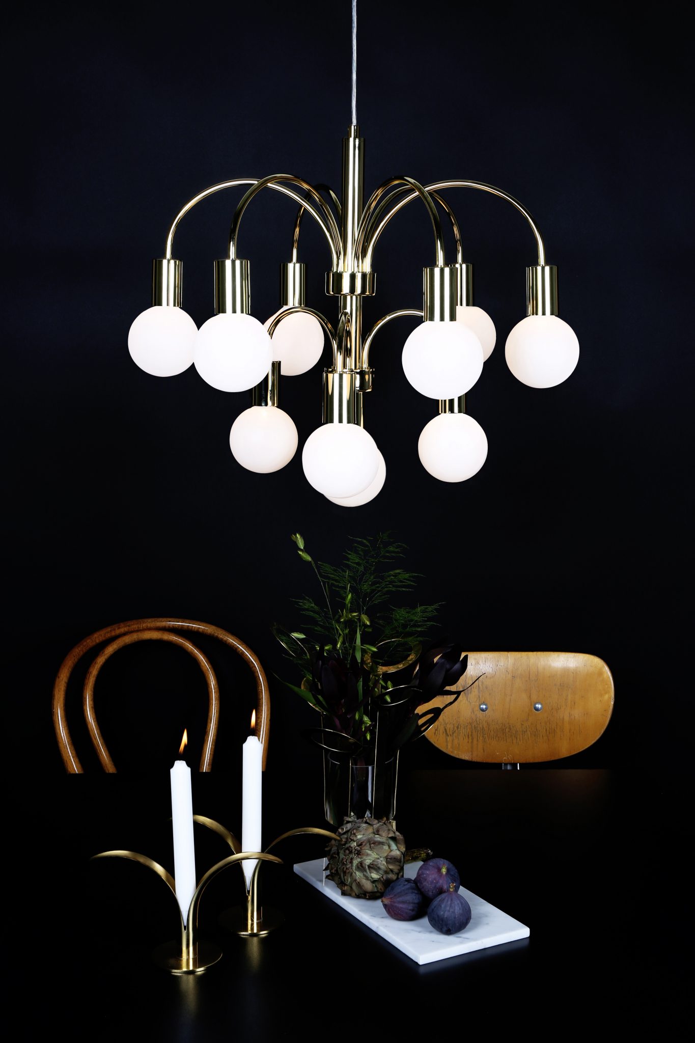 Miljøbilde - Lysekrone, Grace messing L Lysekrone - Grace