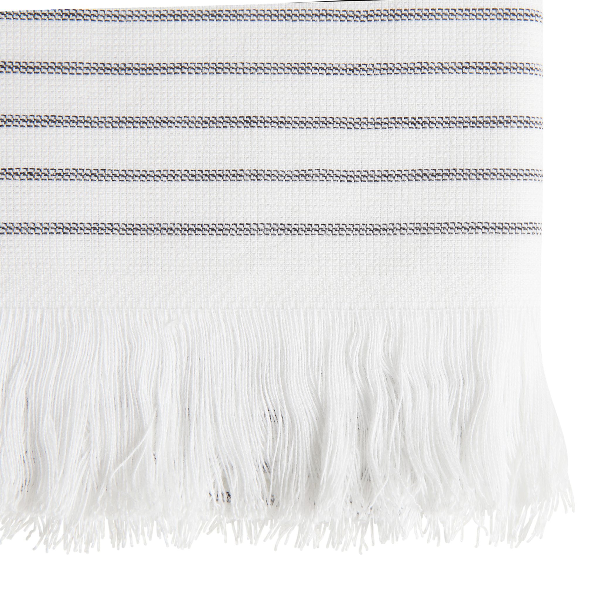 Miljøbilde - Håndkle med sorte striper og frynser 70x140cm Håndkle - 50x100cm