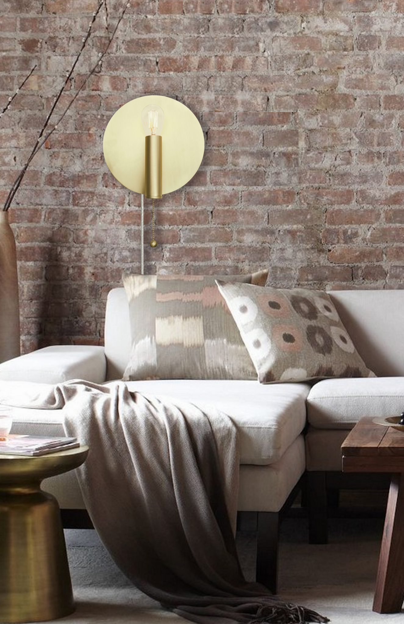 Art deco - Vegglampe, i messing Vegglampe - Art Deco