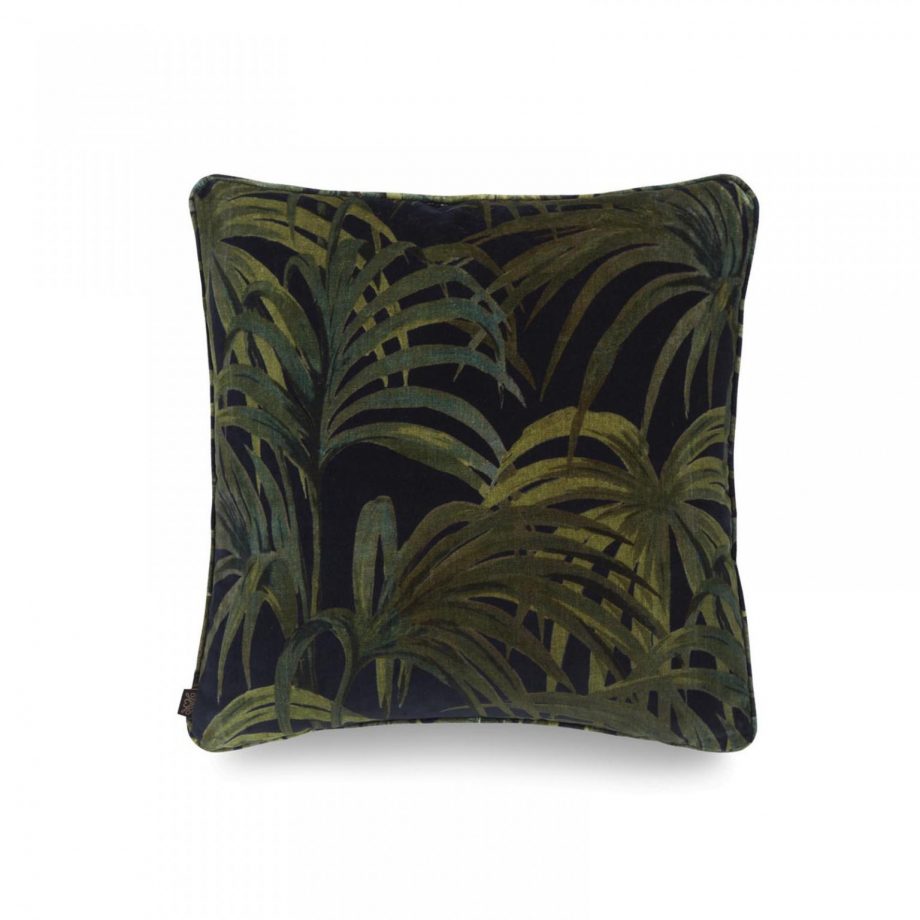 medium midnight palmeral velvet 2 920x920 - Pute - Palmeral medium, midnight/green, House of Hackney