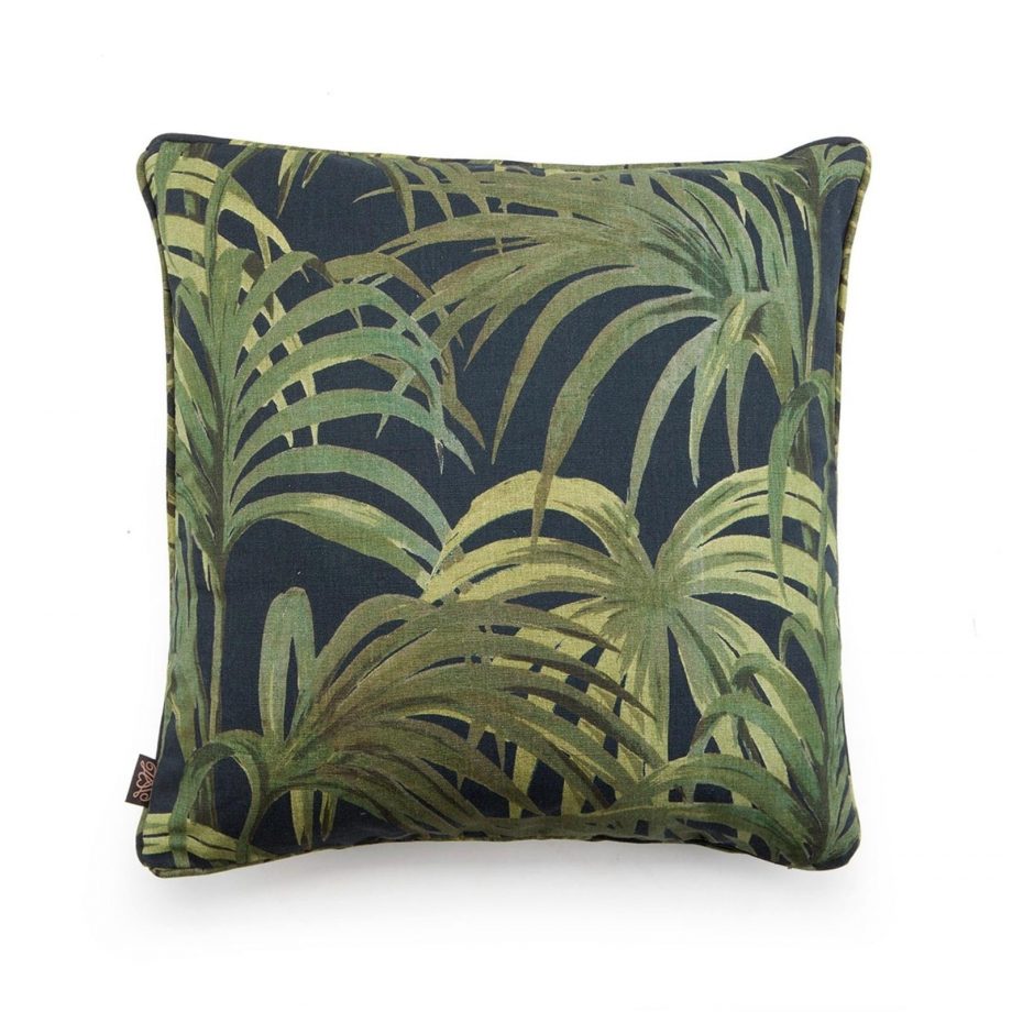 palmeral medium cotton linen cushion midnight green 920x920 - Pute - Palmeral, midnight green, linen, House of hackney