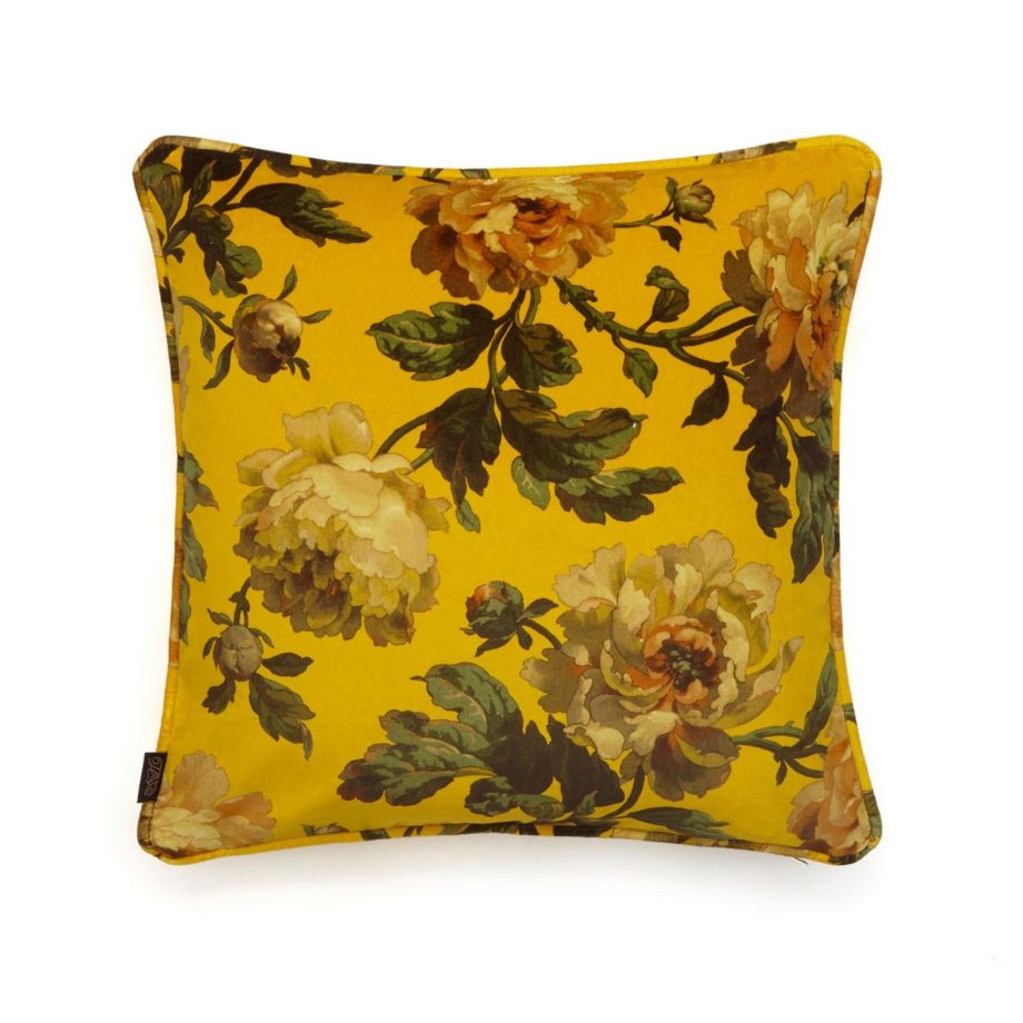 peoneden medium cushion ochre 1 920x920 - Pute - Peoneden, Ochre velvet, House of Hackney