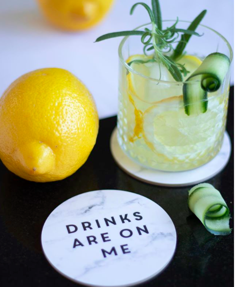 Coasters - Hvit marmor, miljøbilde Coaster - Hvit marmor