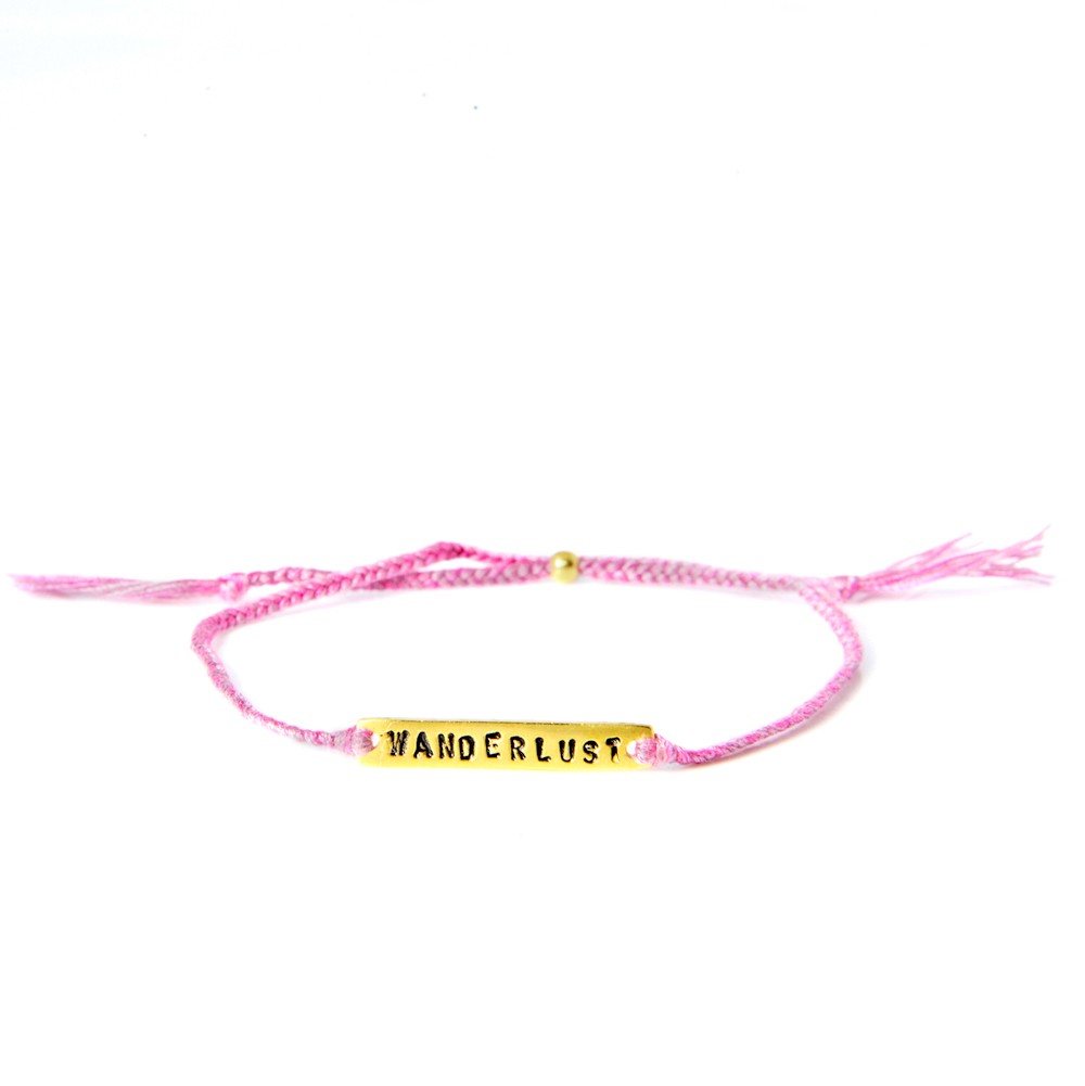 wanderlust-pink-gold Armbånd - BE!NOTICED, WANDERLUST, rosa og gull