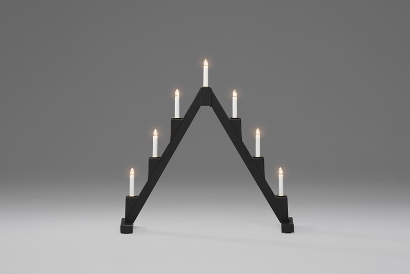 Adventstake - Sort med 7 lys Adventstake - Sort med 7 lys