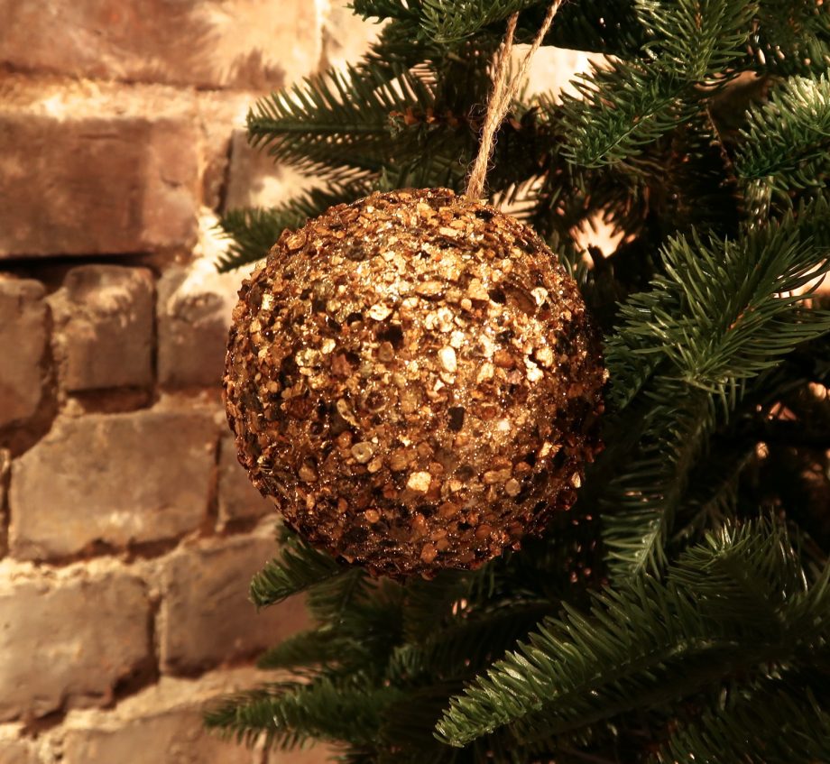 IMG 4442 920x847 - Julekule - Wooden glitter ball, golden/brown