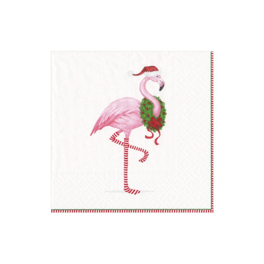nc13360 2 920x920 - Servietter - "White christmas flamingo"
