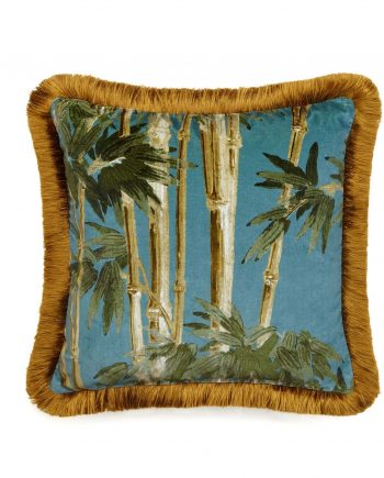 bambusa velvet fringed cushion azure 1 350x435 - Pute - Bambusa, Azure, fringed, House of Hackney
