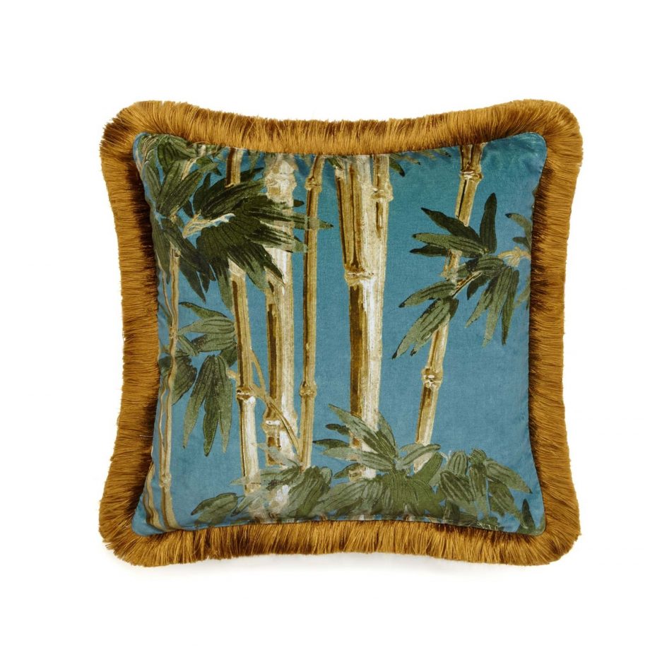 bambusa velvet fringed cushion azure 1 920x920 - Pute - Bambusa, Azure, fringed, House of Hackney