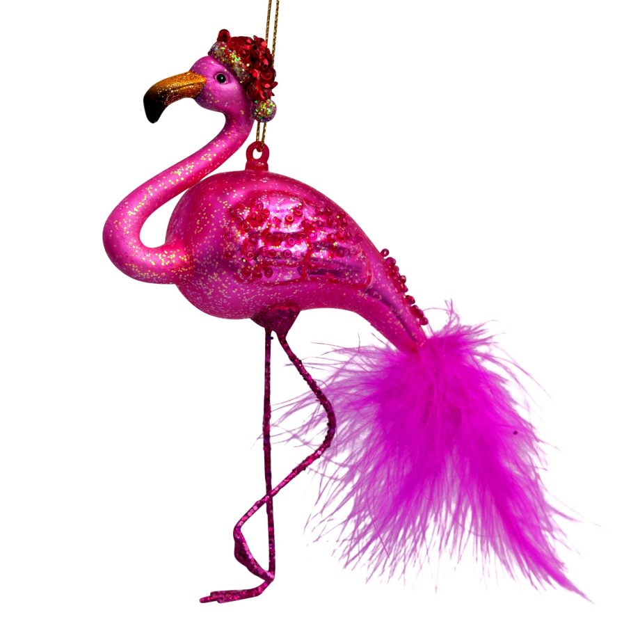 2172200150019.org  920x920 - Julepynt - "Flamingo w/ christmas hat"