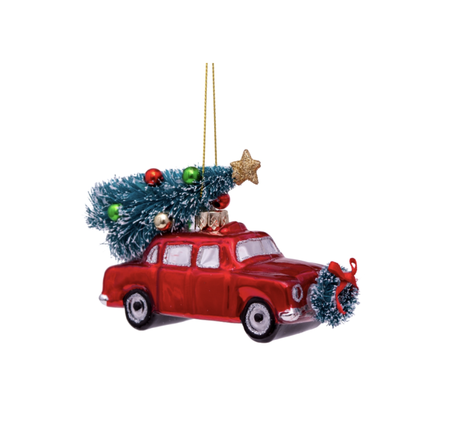 Skjermbilde 2021 10 08 kl. 09.17.53 920x888 - Julepynt - Glass red car w/christmas tree