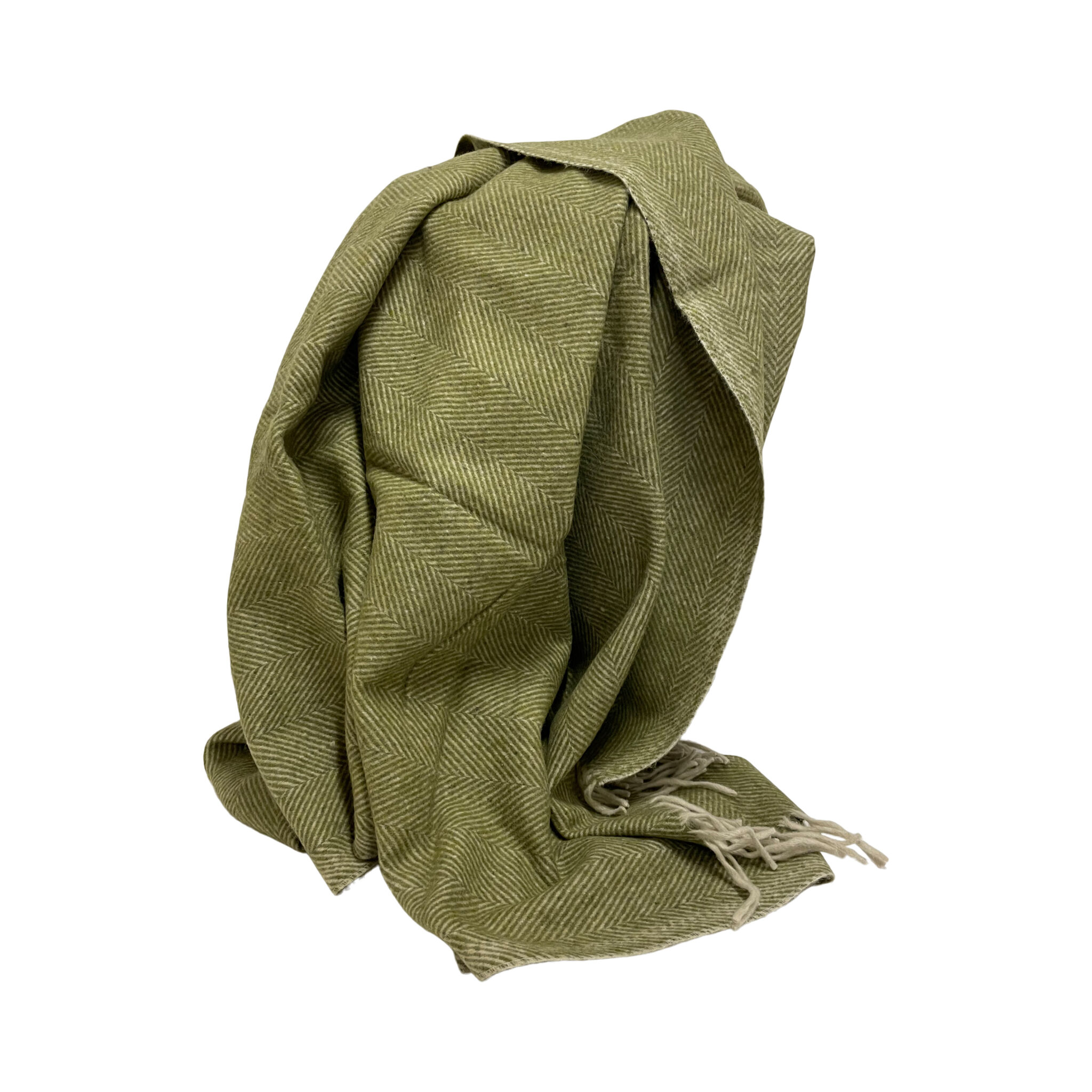 Pledd - "Olive Herringbone" - Ullmix 145x190 cm Pledd - "Olive Herringbone" - Ullmix 145x190 cm