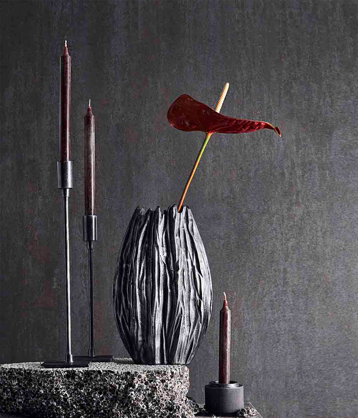 Lysestake "Moment" Grå - Kronelys Lysestake "Moment" Grå S - Kronelys