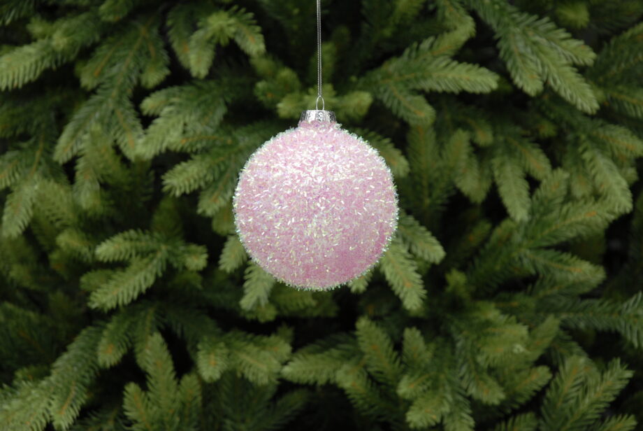 P023703 920x616 - Julepynt - Pink tinsel glass ball