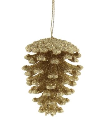 Julepynt - Kongle i gull med glitterdryss.