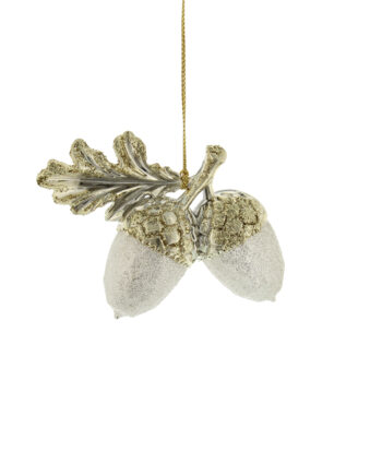 Julepynt "Eikenøtter" - Gull og hvitt