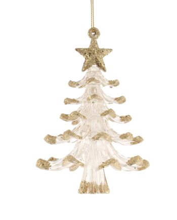 Julepynt - Juletre i glass, gull/glitter