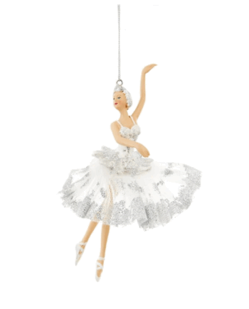 Julepynt - Ballerina, sølv